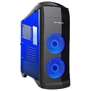 Gabinete Mymax Pegasus, Mid Tower, Com 2 Fans, Lateral de Acrílico, Preto