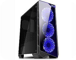 Gabinete K-mex Vamp, Mid Tower, Com 3 Fans Blue, Lateral de Acrílico