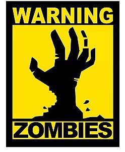 Placa Decorativa Warning Zombies, PD22, 23 X 18 cm