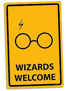 Placa Decorativa Wizards Welcome, PD10, 24 X 16 cm
