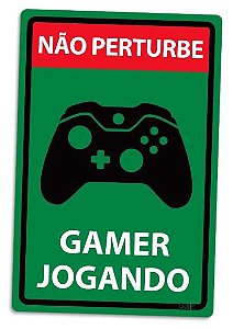 Placa Decorativa Gamer Jogando, Verde, PD04, 24 X 16 cm