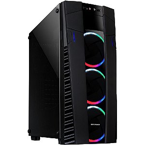 Gabinete Mymax Eclipse RGB, Mid Tower, Com 3 Fans, Lateral de Vidro Temperado, Preto