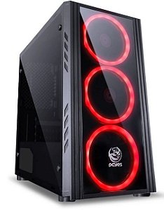 Gabinete PCYES Saturn, Mid Tower, Com 3 Fans, Lateral de Acrílico, Preto