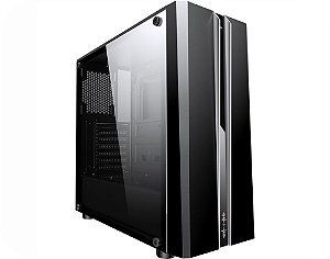 Gabinete K-mex  Odyssey Black, Mid Tower, Lateral de Acrílico, LED frontal