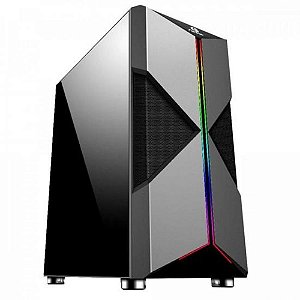 Gabinete Fortrek Holt RGB preto, Mid Tower,  Lateral em acrílico