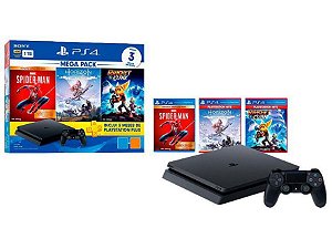 Console PlayStation 4 Slim 1TB - Mega Pack (3 jogos+PSN plus por 3 meses)