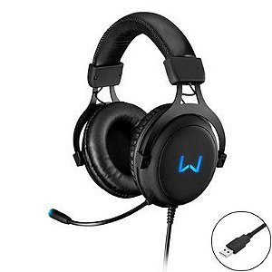 Headset Gamer Multilaser Warrior Volker 7.1 Surrond USB com Led Azul PH258