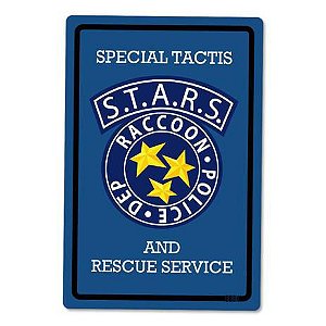 Placa Decorativa Resident Evil policia de reccoon, PD41, 24 X 16 cm