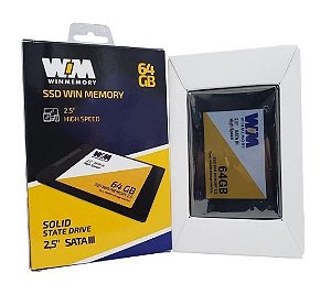 SSD Win Memory 64GB, SATA III, Leitura 560MB/s, Gravação 540MB/s