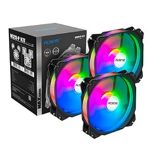 Kit Cooler Alseye M120-P MAX series Preto, 3 fans, RGB, 120mm