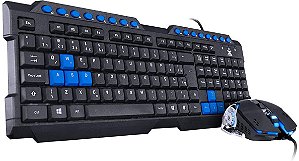 Kit Gamer Teclado + Mouse Grifo VX Gaming Preto/Azul
