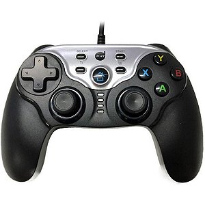 Controle Gamer Dazz Dual Shock Cyborg, Com fio, PC/PS3/360