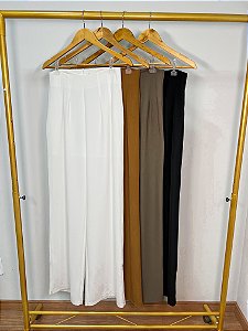 Calça Alfaiataria Pantalona Zíper Cores