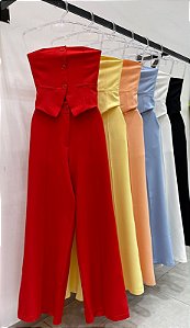 Conjunto Calça e Cropped Botões Cores