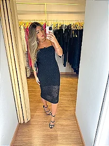 Vestido Tricô Amarração Preto