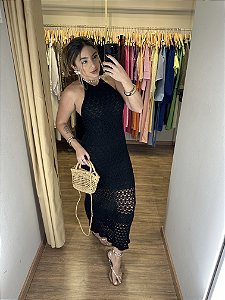 Vestido Tricô Frente Única Preto