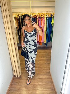 Vestido Tule Decote Degrade Cow