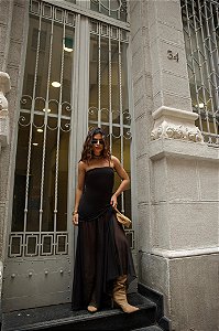 Vestido Tule Tomara Que Caia Longo Preto
