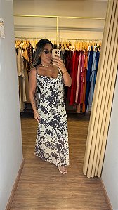 Vestido Tule Decote Degrade Cow Marrom