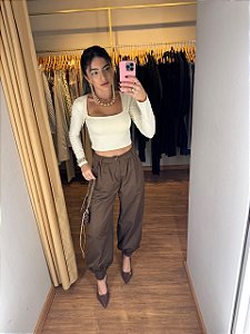 Cropped Decote Manga Longa Cores