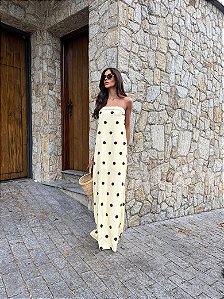 Vestido Tomara Que Caia Poá Amarelo