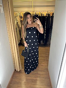 Vestido Tomara Que Caia Poá Preto