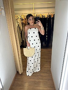 Vestido Tomara Que Caia Poá Branco