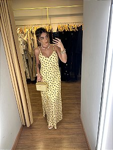 Vestido Longo Poá Amarelo
