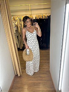 Vestido Longo Poá Branco
