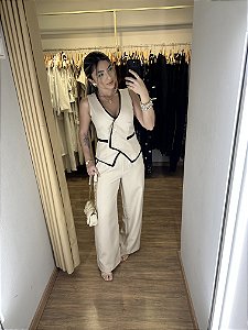 Conjunto Alfaiataria Calça e Colete Assimétrico Cores