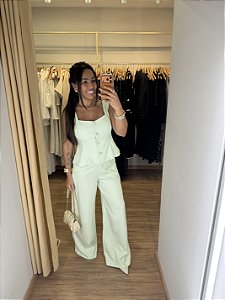 Conjunto Alfaiataria Calça e Blusa Botões Cores