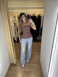 Blusa Tomara Que Caia Poá Branco