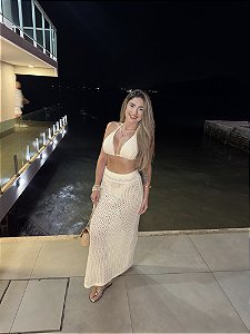 Conjunto Tricô Cropped e Saia Cores