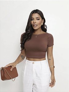 Cropped Manguinha Decote Costas Cores