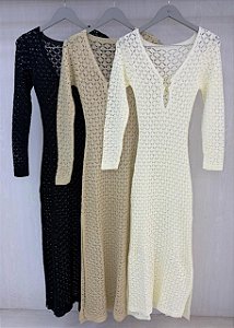 Vestido Tricô Manga Longa Caraíva Cores