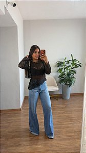Blusa Renda Assimetrica Preta