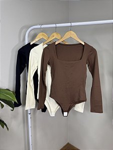 Kit 3 Bodies Quadrado Manga Longa