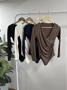 Kit 3 Bodies Cruzado Manga Longa