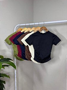 Kit 3 Blusas Manguinha Drapeada