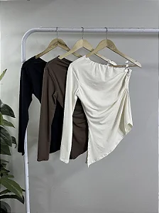Kit 3 Bodies Blusas Assimétrica Um Ombro Só