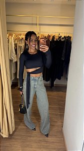 Cropped Amarrações Manga Longa Cores