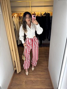 Calça Alladin Listrada Vermelha
