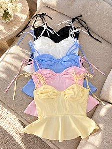Blusa Corset Tricoline Amarração Cores