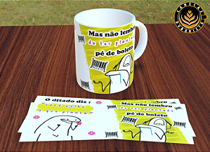 CANECA DE: PORCELANA - TEMA: FLORK - "PLANTANDO BOLETO" - 325ml