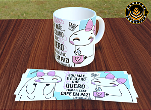 CANECA DE: PORCELANA - TEMA: FLORK - "SOU MÃE" - 325ml