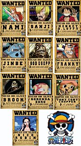 KIT COM 10 PEÇAS ONE PIECE  - TEMA: PROCURADOS