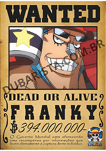 PLACA DECORATIVA  DE MDF TAM: A4 - TEMA: ONE PIECE PROCURADO / FRANKY
