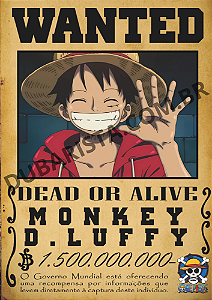 PLACA DECORATIVA  DE MDF TAM: A4 - TEMA: ONE PIECE PROCURADO / MONKEY D. LUFFY