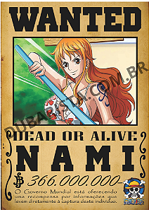 PLACA DECORATIVA  DE MDF TAM: A4 - TEMA: ONE PIECE PROCURADO / NAMI