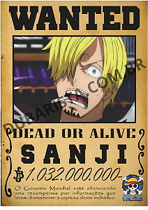 PLACA DECORATIVA  DE MDF TAM: A4 - TEMA: ONE PIECE PROCURADO / SANJI